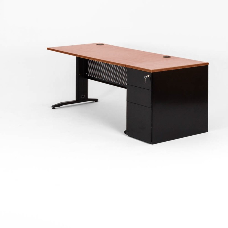 Mesa de escritorio de oficina QUADRA + cajonera metálica