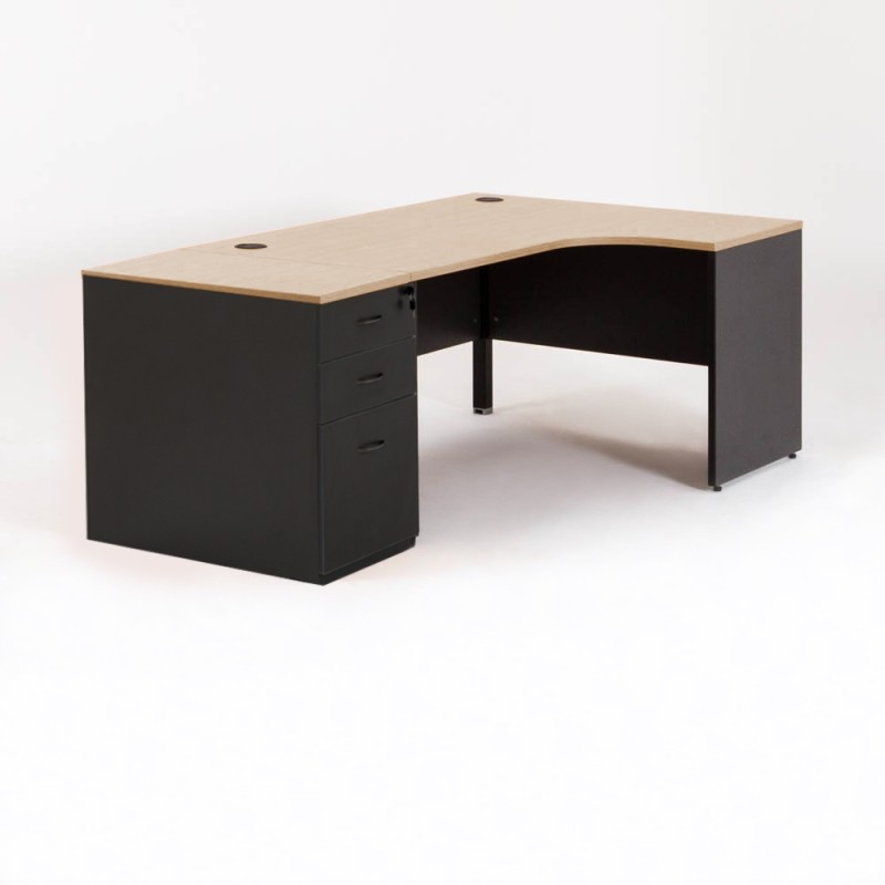 Escritorio en L MADERA + 1 cajonera Prof.80 cm
