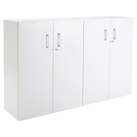 Armario de oficina de madera blanco bajo de 4 puertas batientes Alt.105 cm WIST