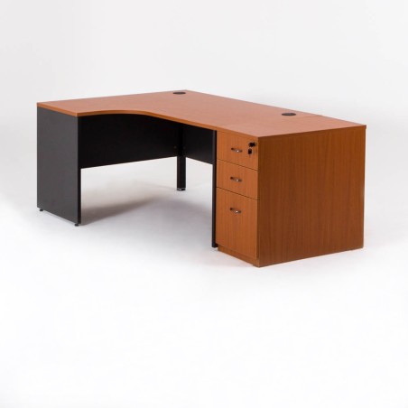 Escritorio en L MADERA + 1 cajonera Prof.80 cm
