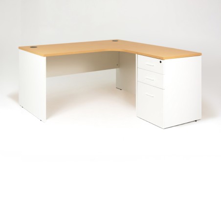 Escritorio en L MADERA + 1 cajonera Prof.60 cm