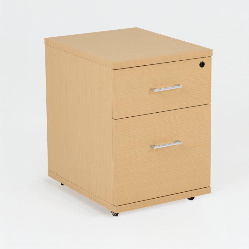 Cajonera de madera LUDY con ruedas, 1 cajón + 1 cajón para carpetas colgantes
